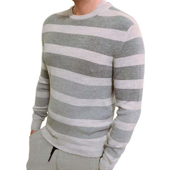 LORO PIANA Wool/Silk Striped Crewneck Sweater - Picture 2 of 7